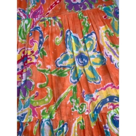 Lauren Ralph Lauren Womens LRL Orange Floral Print Skirt Size L 100% Cotton - Picture 2 of 4